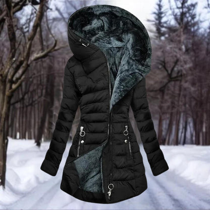 TINATII | Schicke Winterjacke mit Kapuze und Plüsch für Damen