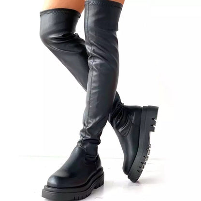 TINATII | Overknee-Lederstiefel für Damen