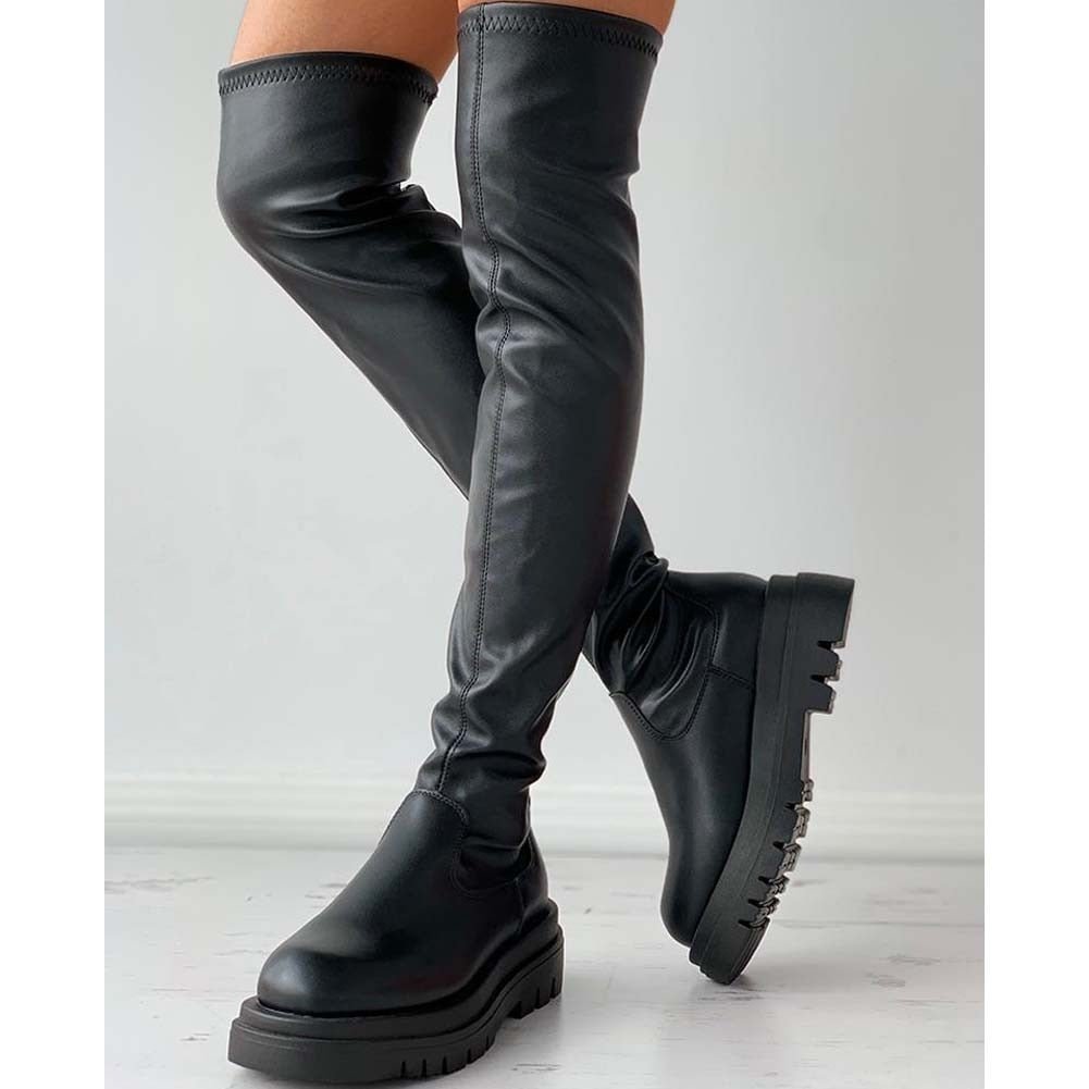 TINATII | Overknee-Lederstiefel für Damen