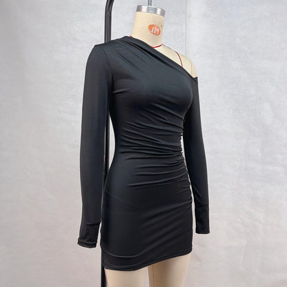 TINATII | Sexy Bodycon Mini Kleid mit asymmetrischem Ausschnitt