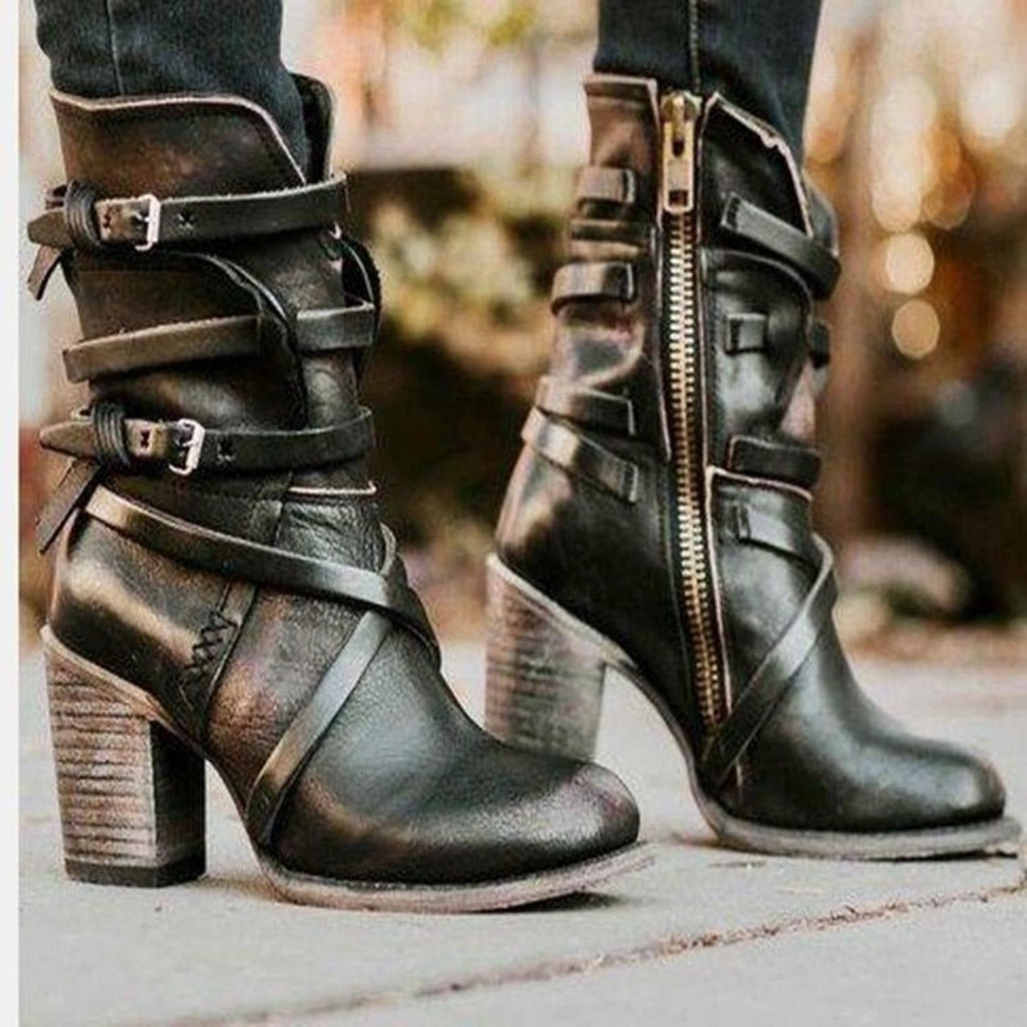 TINATII | Stylische Lederstiefel im Retro-Look für Damen