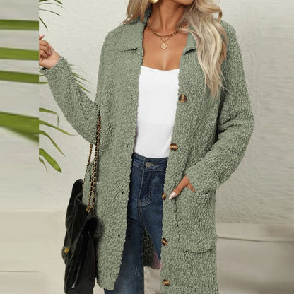 TINATII | Lange Teddy Strickjacke mit Taschen