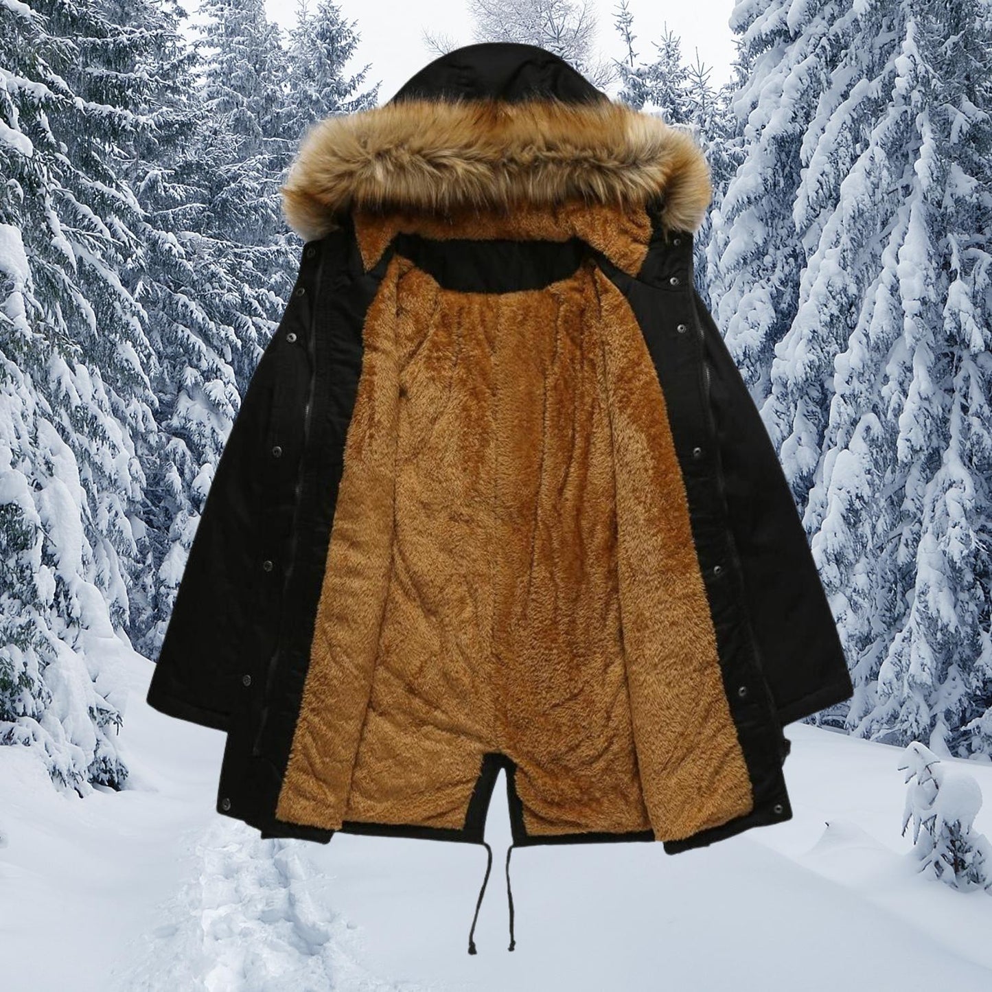 TINATII | Warme Winterjacke mit Kapuze und Gepolstertem Fellkragen