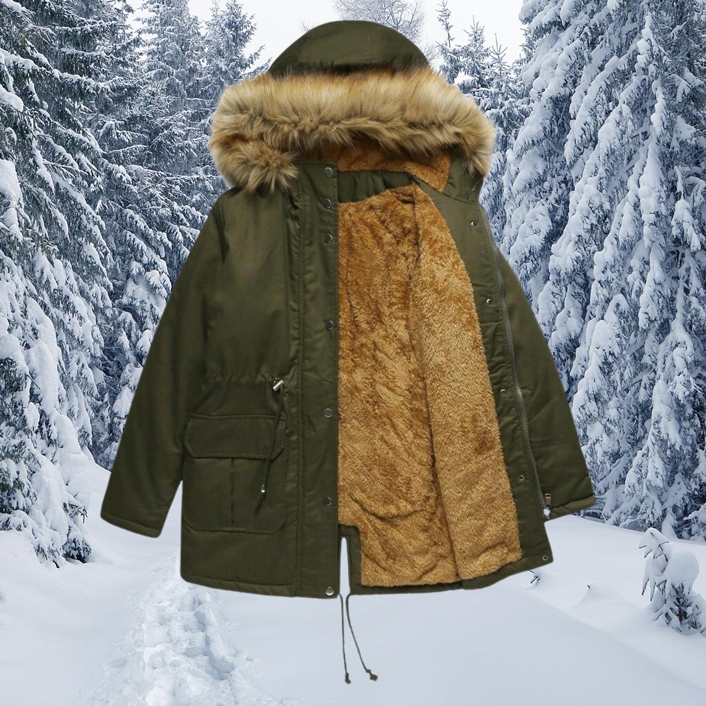 TINATII | Warme Winterjacke mit Kapuze und Gepolstertem Fellkragen