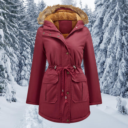 TINATII | Warme Winterjacke mit Kapuze und Gepolstertem Fellkragen