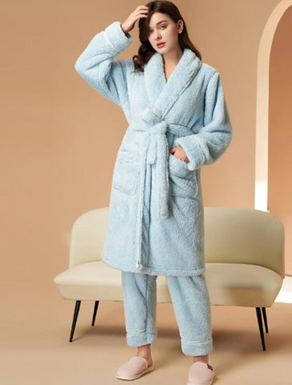 TINATII | Weicher Plüsch Bademantel Pyjama Set für Damen & Herren