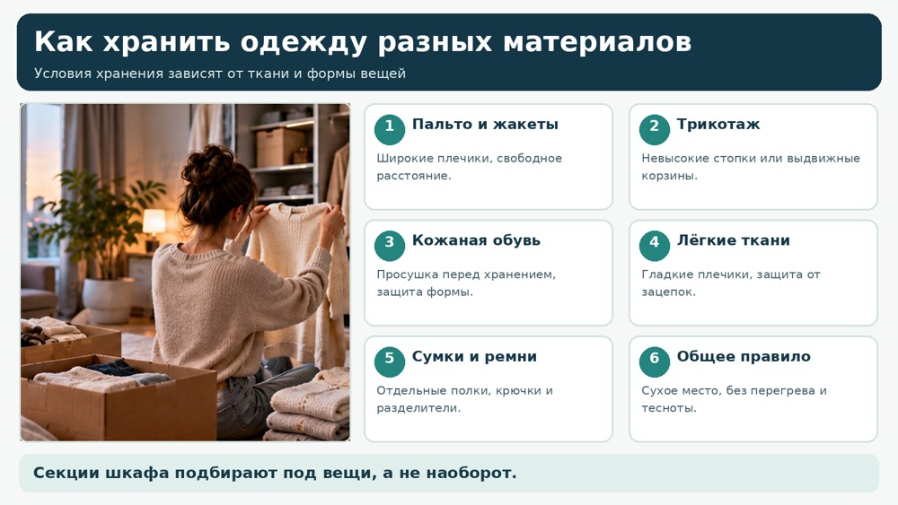 Материал одежды диктует условия хранения